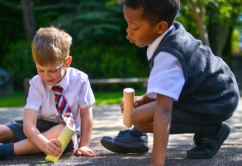 Boys playing outside